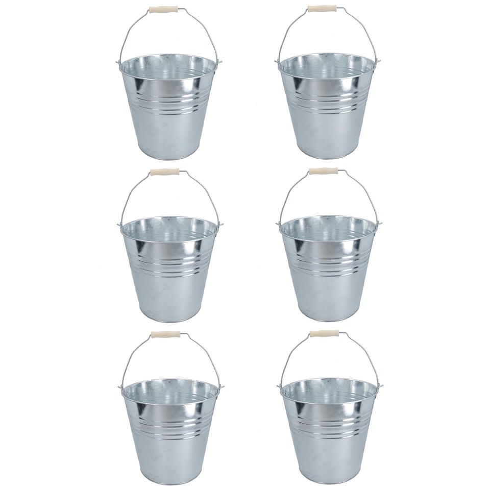 image 1 of 10L Galvanised Steel Metal Bucket Pail Water Coal Fire Greenhouse Garden Plants 6pc