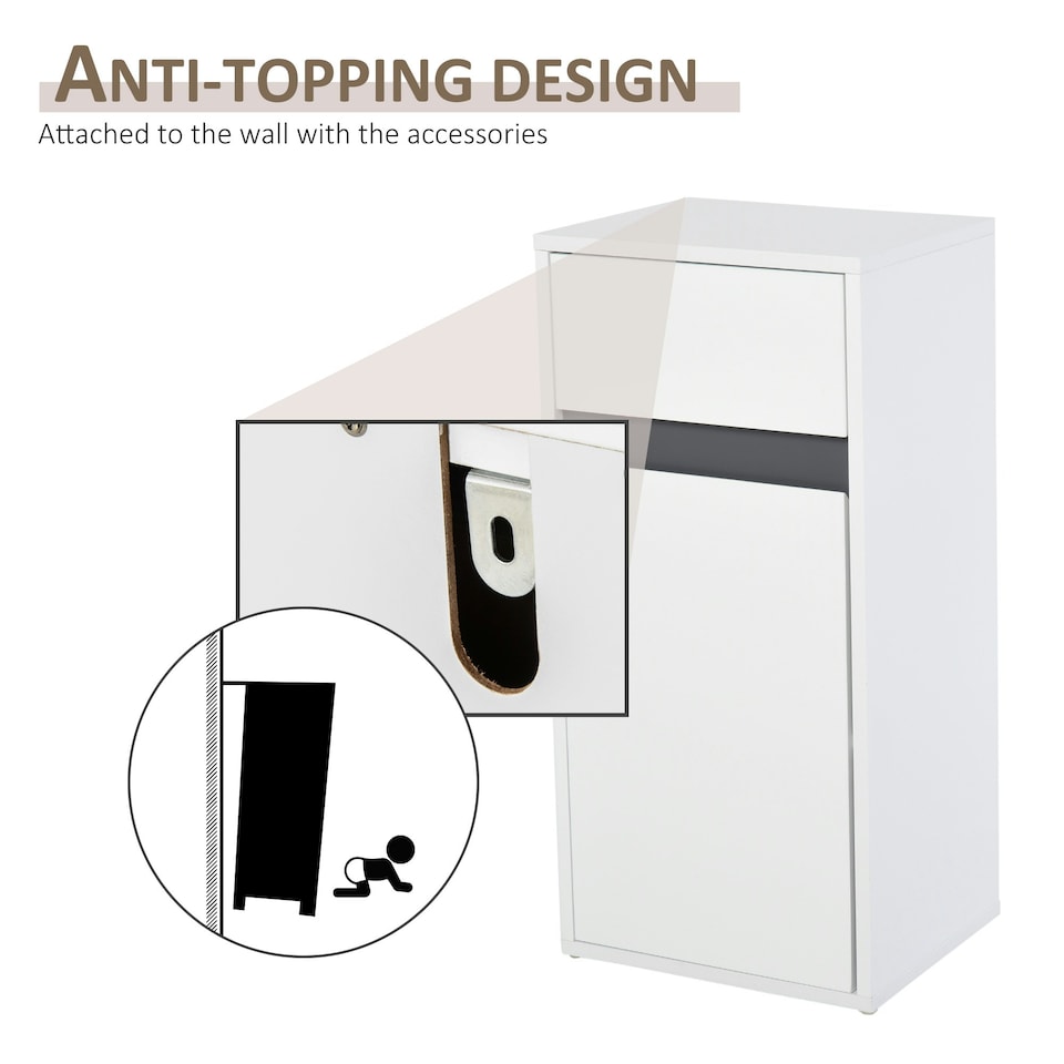 image 1 of HOMCOM Modern Minimalistic Bathroom Storage Cabinet Drawer Cupboard Shelf White