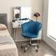 image 8 of COSTWAY Adjustable Upholstered Velvet Armchair w/Wheels Blue Blue