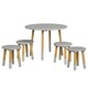 image 1 of Kids Wooden Round Table & Chair Set Toddlers Small Children Home Nursery Play | Multi | grey table with 4 chairs | 5
