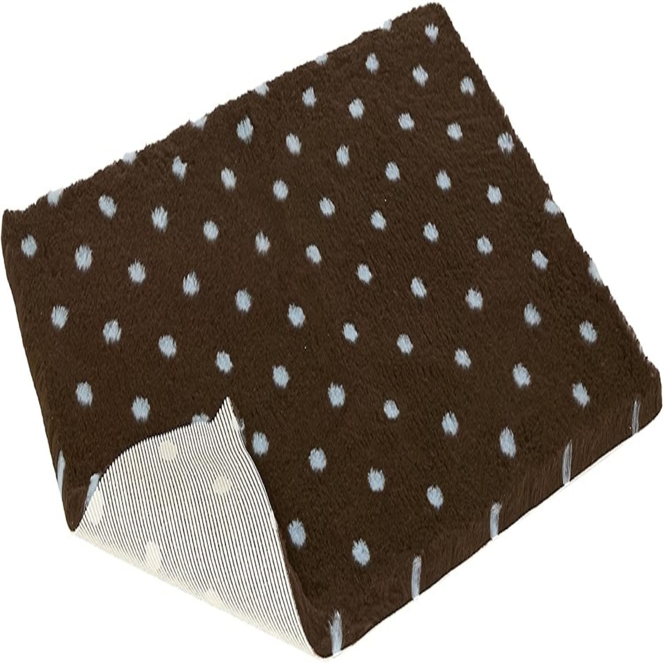 image 1 of Vetbed Non Slip Polka Dot Brown With Blue Dots Cats and Dogs Bed Brown