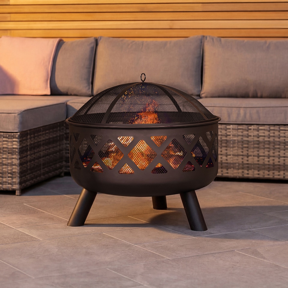 image 1 of Charles Bentley Round Black Fire Pit