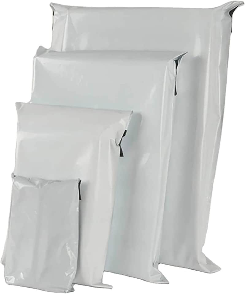 KAV White Mailing Bags - Postal Packaging Polythene Sacks for Postage - Self-Seal Flap - Large Size Post Bags for Couriers - Lightweight and Opaque for Secure Shipping (17 x 24 inch or 43cm x 60cm)