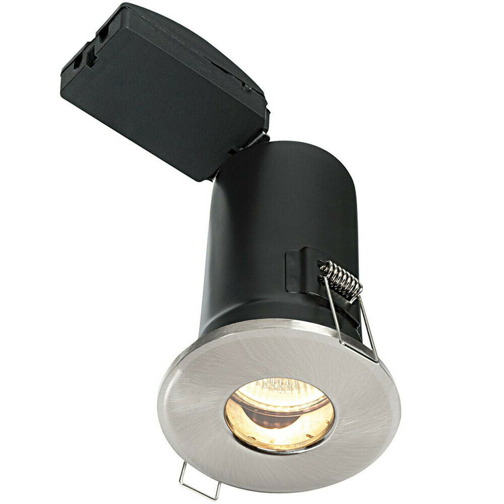 Loops IP65 Bathroom FIRE RATED GU10 Lamp Ceiling Down Light Nickel PUSH FIT FAST FIX in Metallics