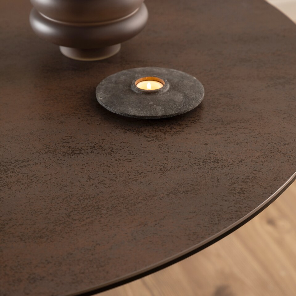 image 1 of Heaven Round Dining Table with Ceramic Rusty Brown Top