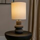 image 2 of ValueLights Jude Linen Tall Drum Shade Black Stacked Abstract Ceramic Table Lamp Black