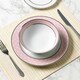 image 3 of 12pc Pink Star with Platinum Band Rim Dinner Set