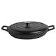 image 1 of Argon Tableware Cast Iron Shallow Casserole Dish - Enameled Dutch Oven - Self-Basting Lid - Hob to Oven - 3.5 Litre - Matt Black | Black | Matt Black