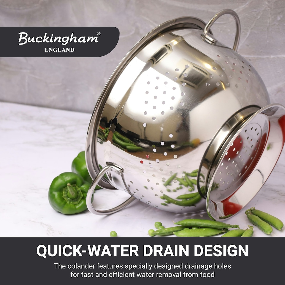 image 1 of Buckingham Premium Stainless Steel Deep Colander 7 Litre / 28 cm