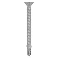 Timco - Metal Construction Timber to Light Section Screws - Countersunk - Wing-Tip - Self-Drilling - Exterior - Silver Organic (Size 5.5 x 85 - 100 Pieces)