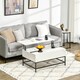 image 2 of HOMCOM Lift Top Coffee Table, Lifting Coffee Table with Hidden Storage Compartment and Metal Legs, for Living Room, Faux Marble White | White