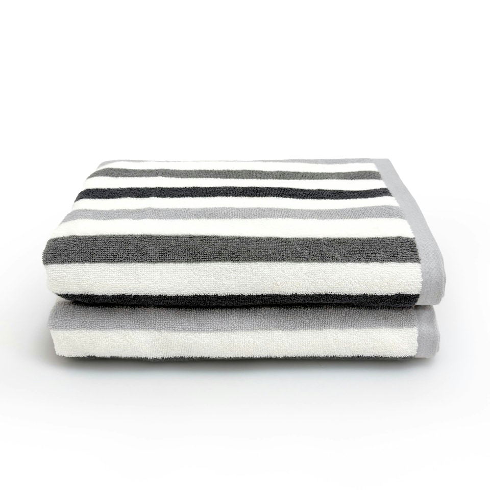 image 1 of Cali Striped Bath Towel 70 x 140cm 100% Cotton - Grey