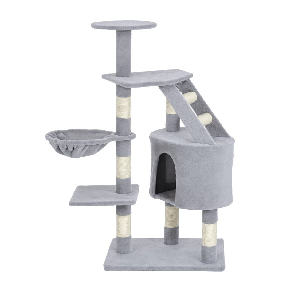image 1 of PawHut 125cm Cat Tree for Indoor Cats, Kitten Scratching Post, Grey