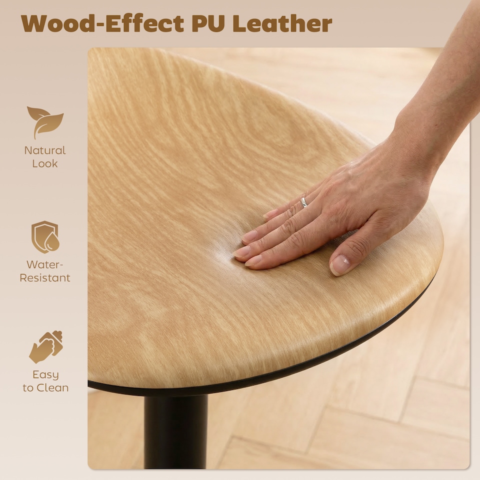 image 1 of HOMCOM Set of 2 Breakfast Barstools, PU Leather Swivel Bar Stools, Oak | Brown | Oak | 40 x 40 x 63-84 cm