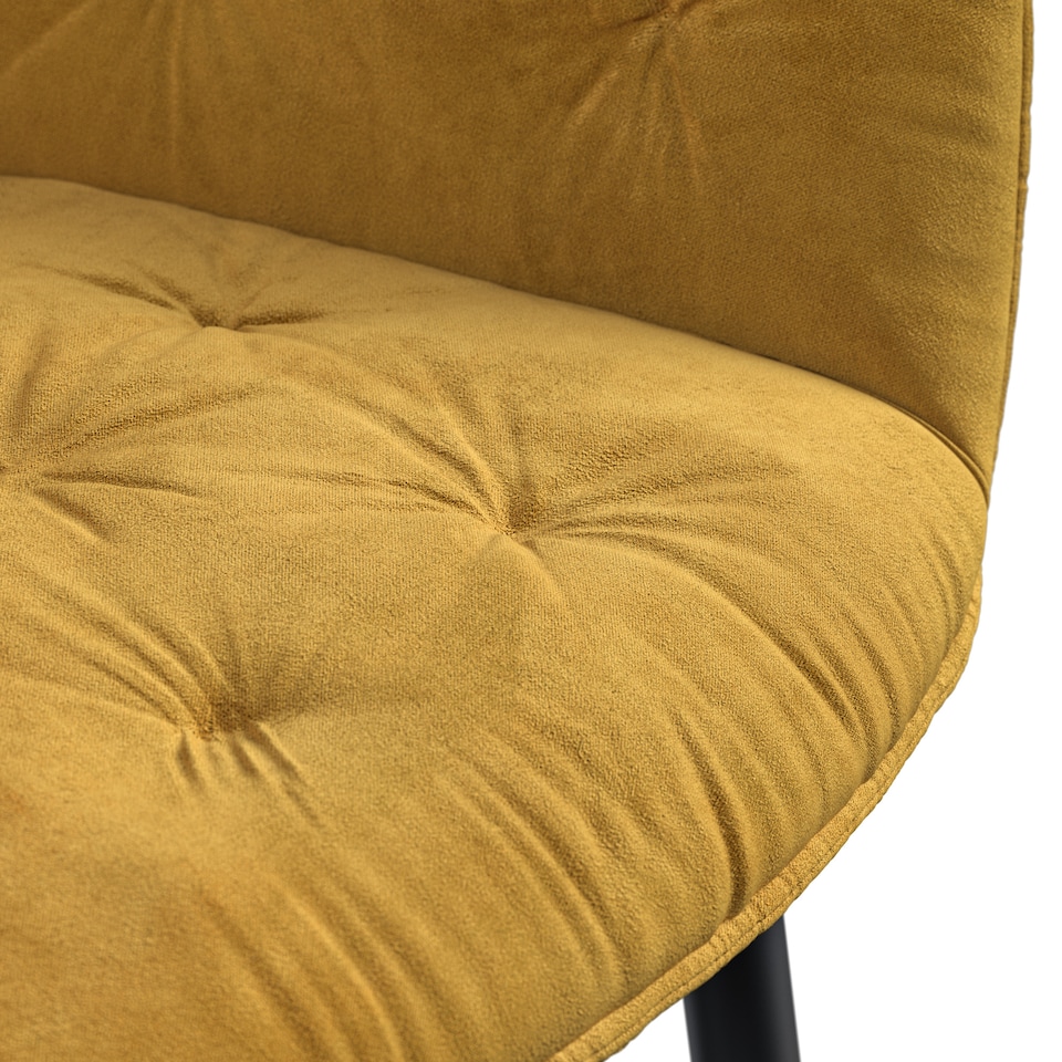 image 1 of Set Of 2 Anika Modern Velvet Dining Chair Padded Seat Metal Legs (Mustard) | Yellow | Mustard | One Size