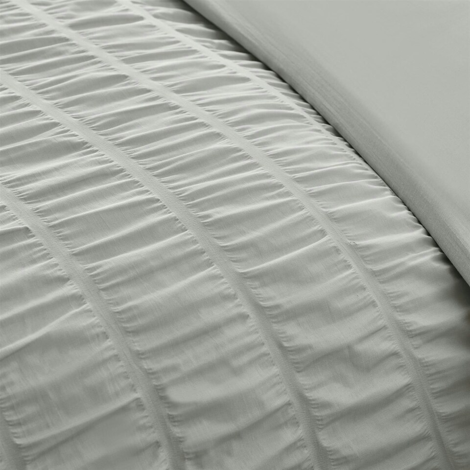 image 1 of Catherine Lansfield Seersucker Frill Silver Duvet Cover Set Grey | Double