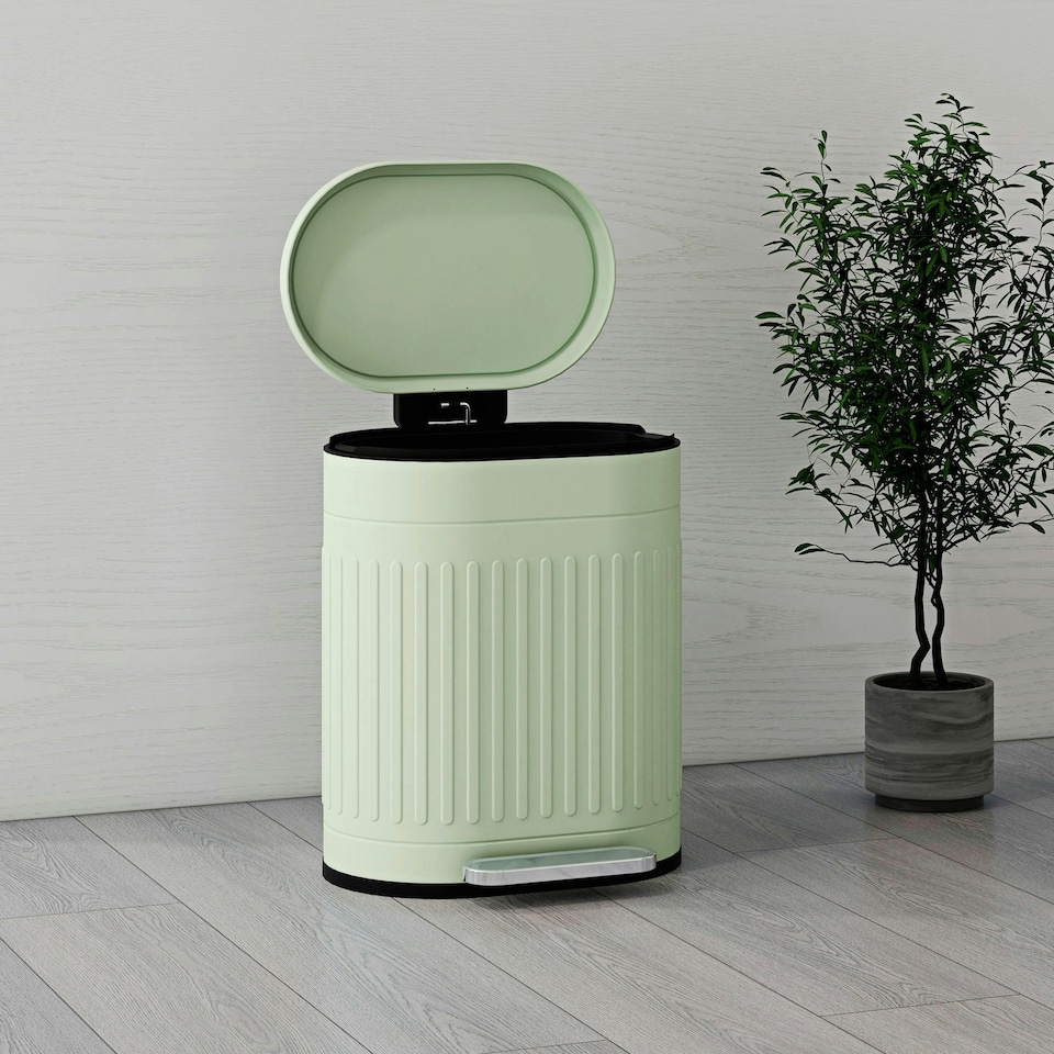 image 1 of HOMCOM Pedal Bin, Metal Kitchen Bin with Soft-close Lid Green | 20L