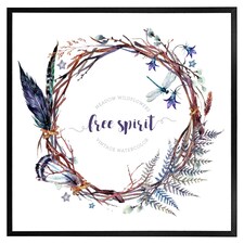 Watercolour boho wreath (Picture Frame) Black | XL