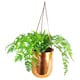 image 2 of Leaf Copper Hanging Planter Leather Straps Modern Contemporary 18 x 22cm Botanik | Copper