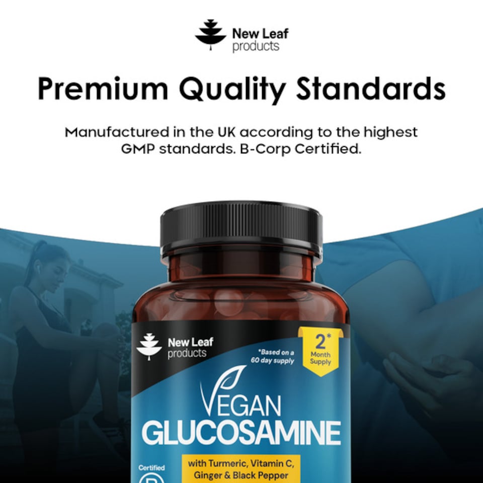 image 1 of Vegan Glucosamine Capsules + Vit C, Turmeric, Ginger 120 Capsules