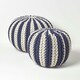 image 5 of Homescapes Navy and White Knitted Pouffe Striped Footstool - 40 x 50 cm