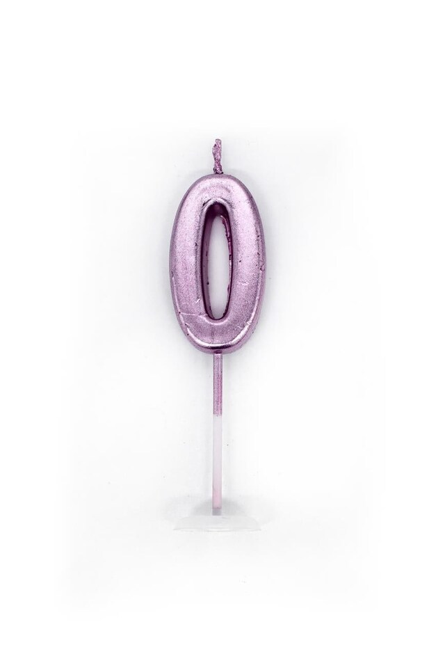image 1 of Number Candle Pink 0 Cake Decoration | Pink