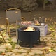 image 6 of Outsunny Portable Fire Pit, 58 cm Round Firepit with Grill Grate, Black