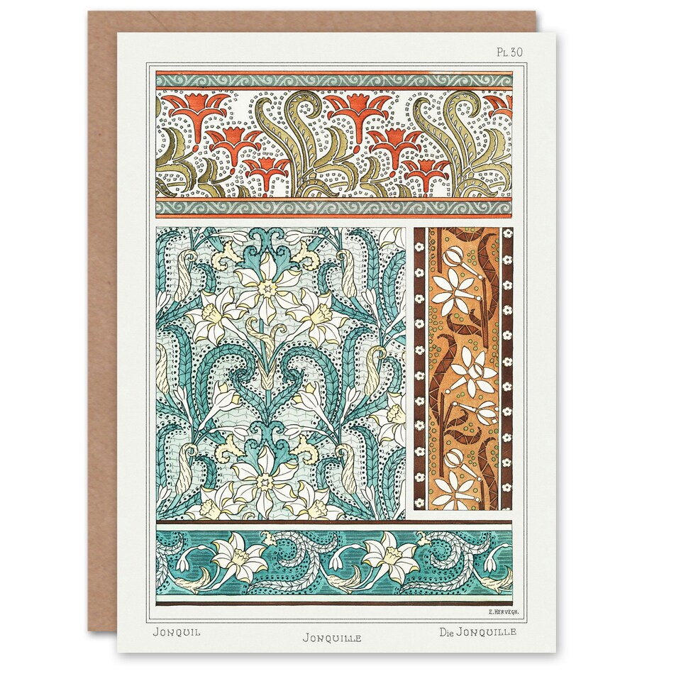 image 1 of Maurice Pillard Verneuil Art Card Daffodil Floral Patterns