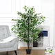image 2 of Outsunny 145cm Artificial Banyan Plant FauDecorative Tree w Cement Pot Vibrant Greenery Shrubbery Indoor Accessory