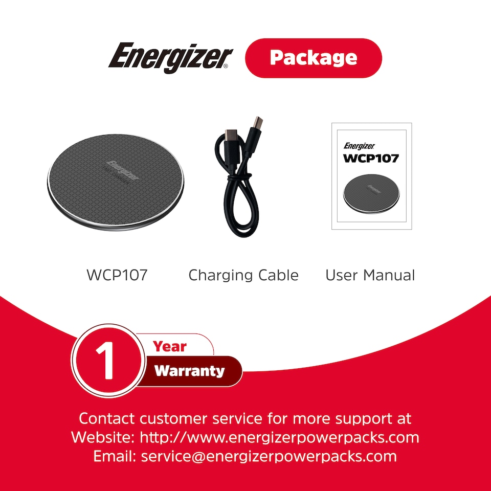image 1 of Energizer 15W QI Wireless Pad Black
