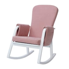 Dursley Rocking Chair - Comfortable Rocking Chair With Padded Support, Suedette Fabric With Side Pockets & Compact Design (Blush Pink)