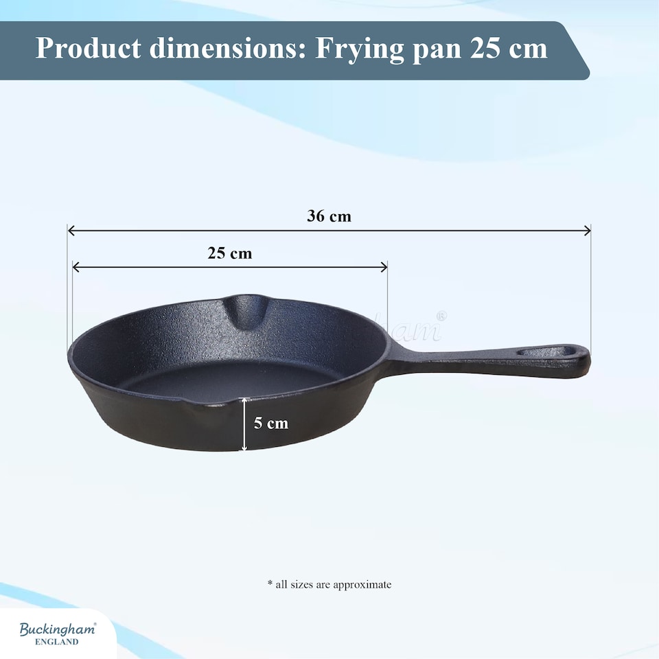 image 1 of Buckingham Pre-Seasoned Cast Iron Frying Pan 25 cm.