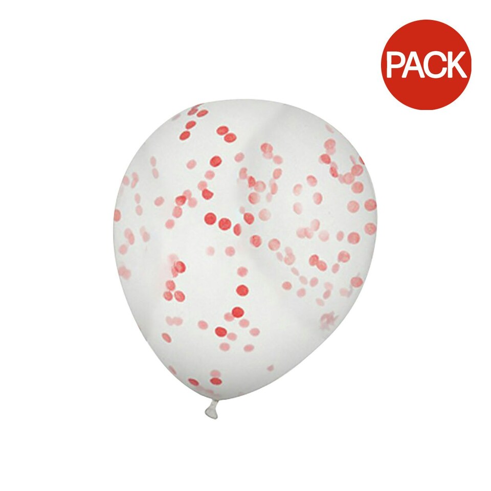 image 1 of Unique Party 12 Inch Confetti Balloon (Pack Of 6) - Ruby Red - One Size Red