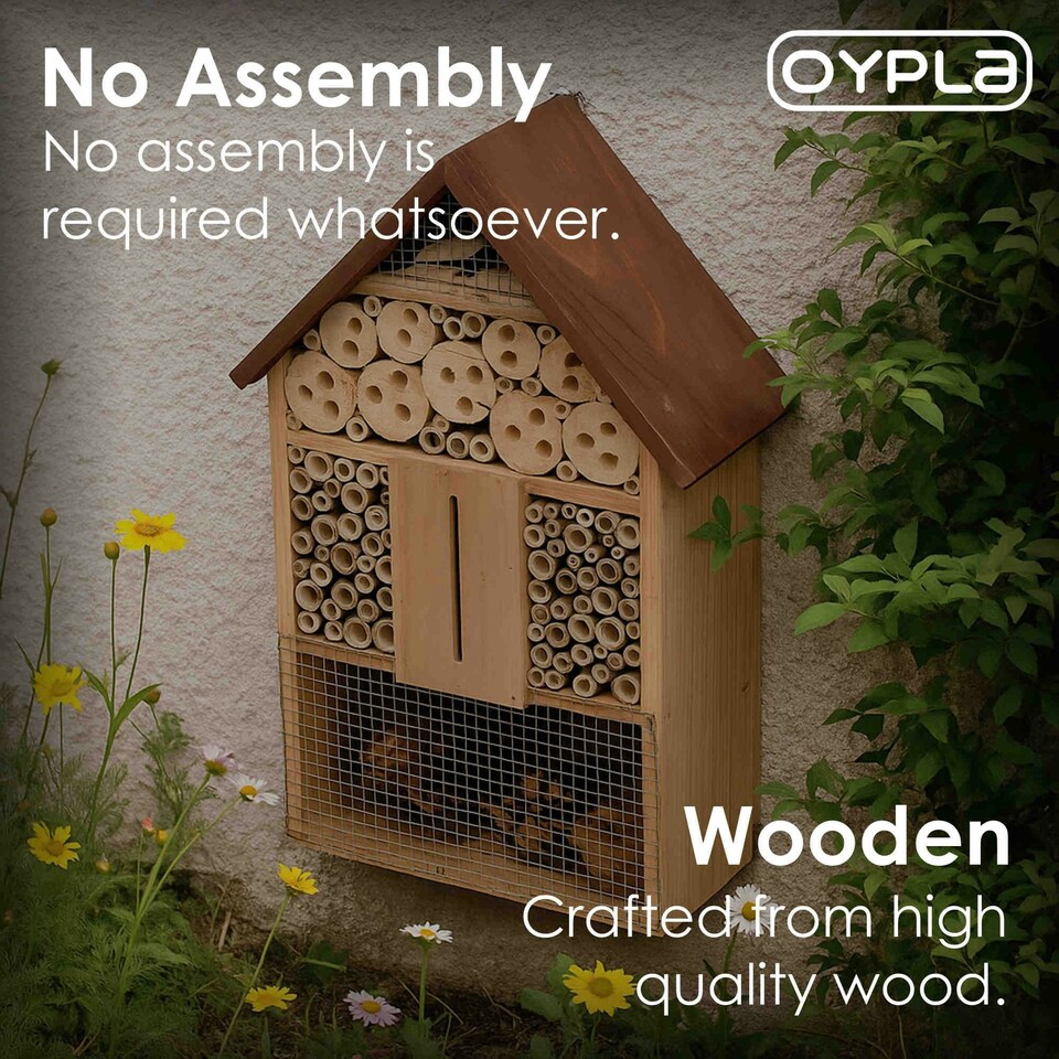 image 1 of Oypla Wooden Stick Bee Wildlife Insect Hotel House Garden Nest Shelter Box Habitat | Brown