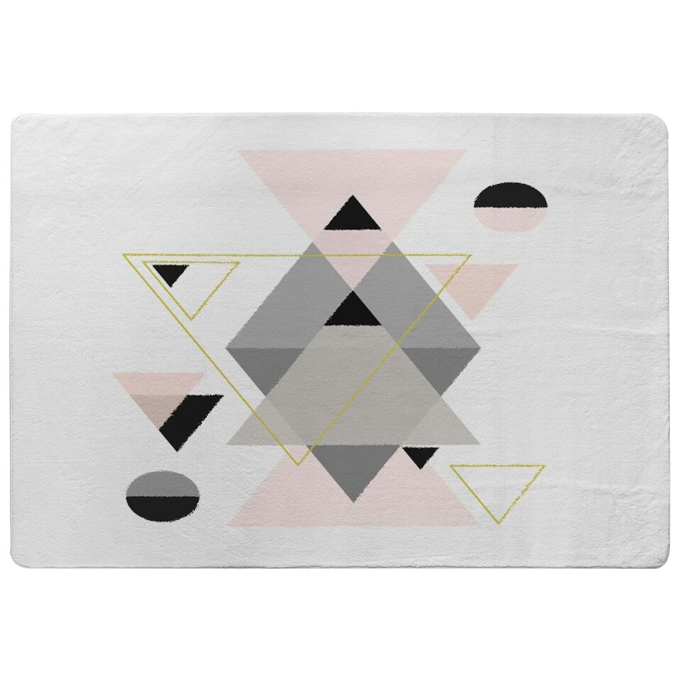 image 1 of Pink & Grey Geometric Triangles (Rug) Multi | Large: 140x200cm