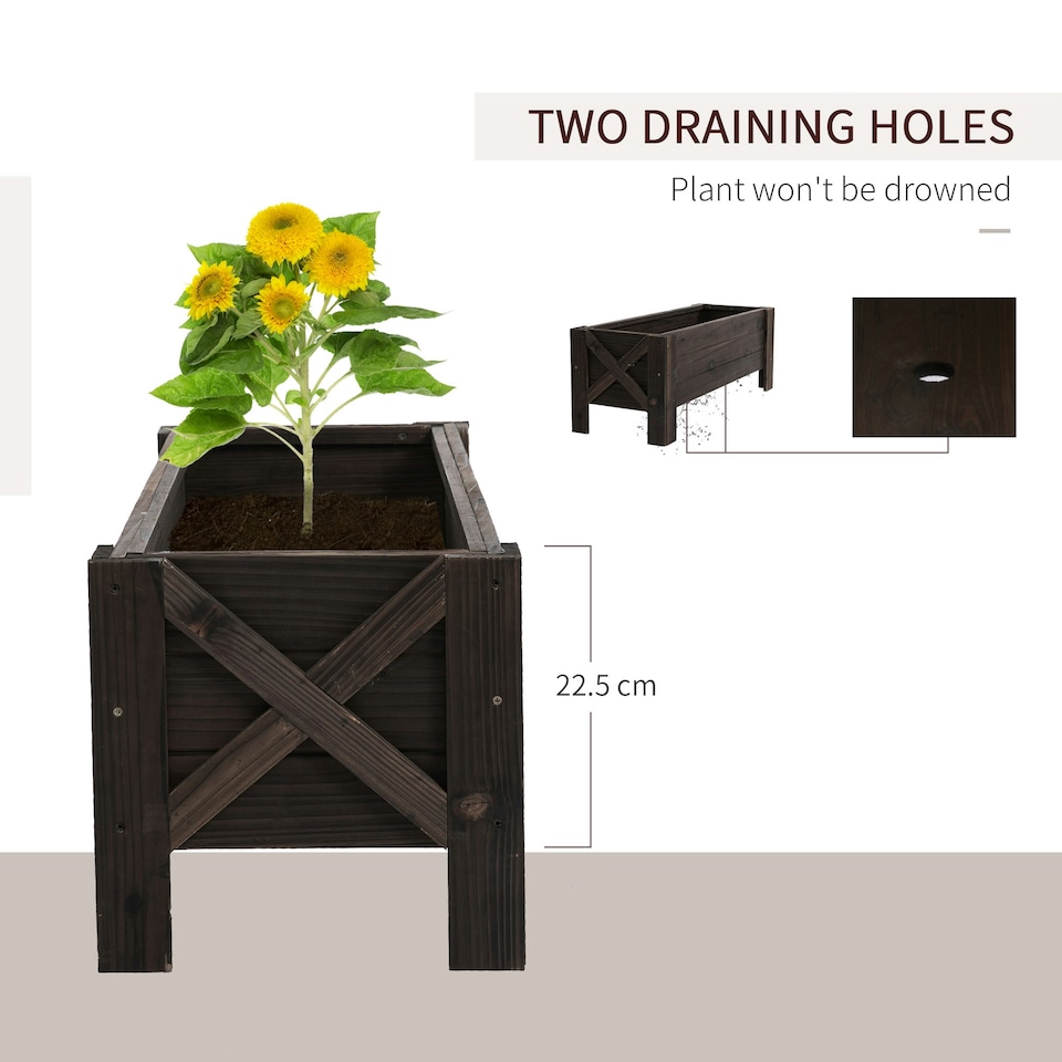 image 1 of Outsunny Wooden Garden Raised Bed Planter Grow Containers Pot,