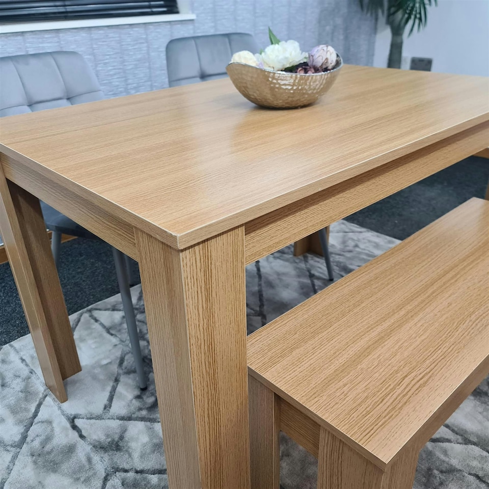 image 1 of Dining Table Set with 2 Chairs Dining Room and Kitchen table set of 2, and Benches Grey