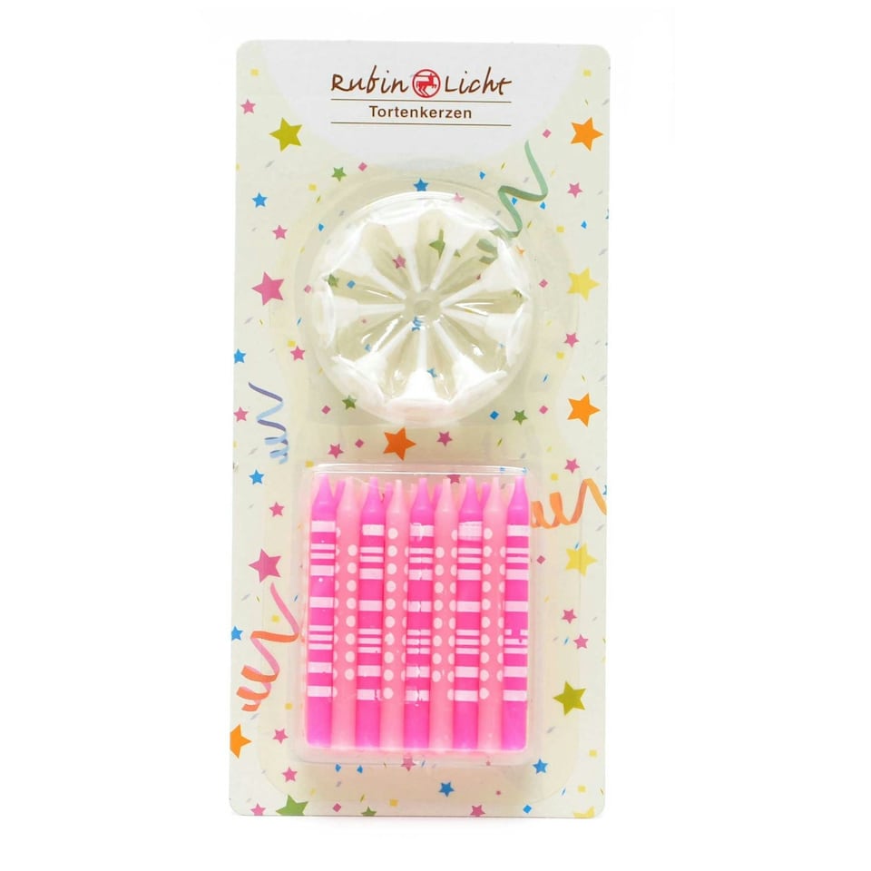 image 1 of 18 Candles with Holders Pink