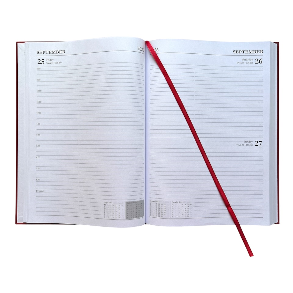 image 1 of Janrax 2026-2027 A4 Day Per Page Burgundy Academic Diary