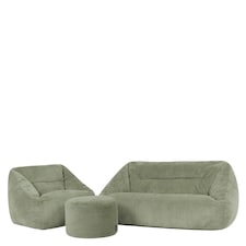Icon Sofa, Armchair and Footstool Bundle, Jumbo Cord, Sage Green
