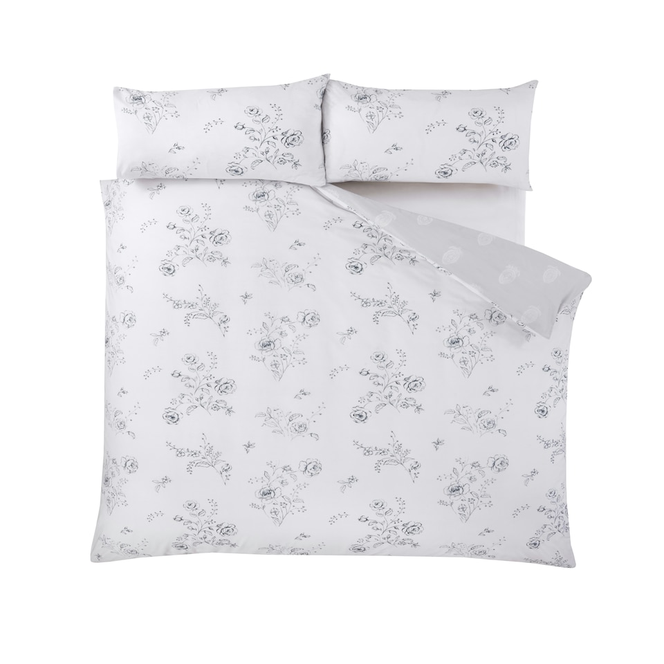 image 1 of PH Sadie Floral Polycotton Reversible Duvet Cover Set with Pillowcase | Pink | King | 1
