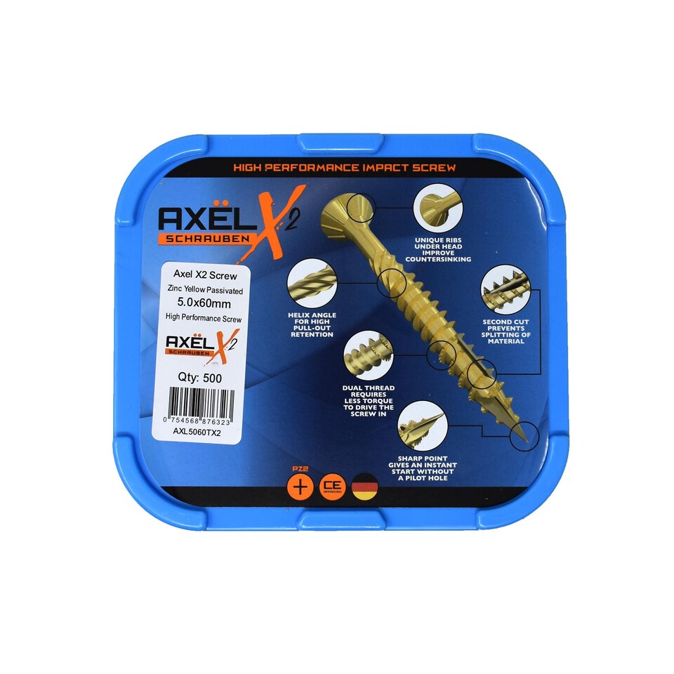 image 1 of Axel High Performance Woodscrews (Dia) 5.0mm (L) 60mm - Tub of 500