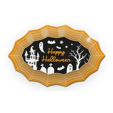 Halloween Web Shaped Plastic Serving Plate Assorted Colours