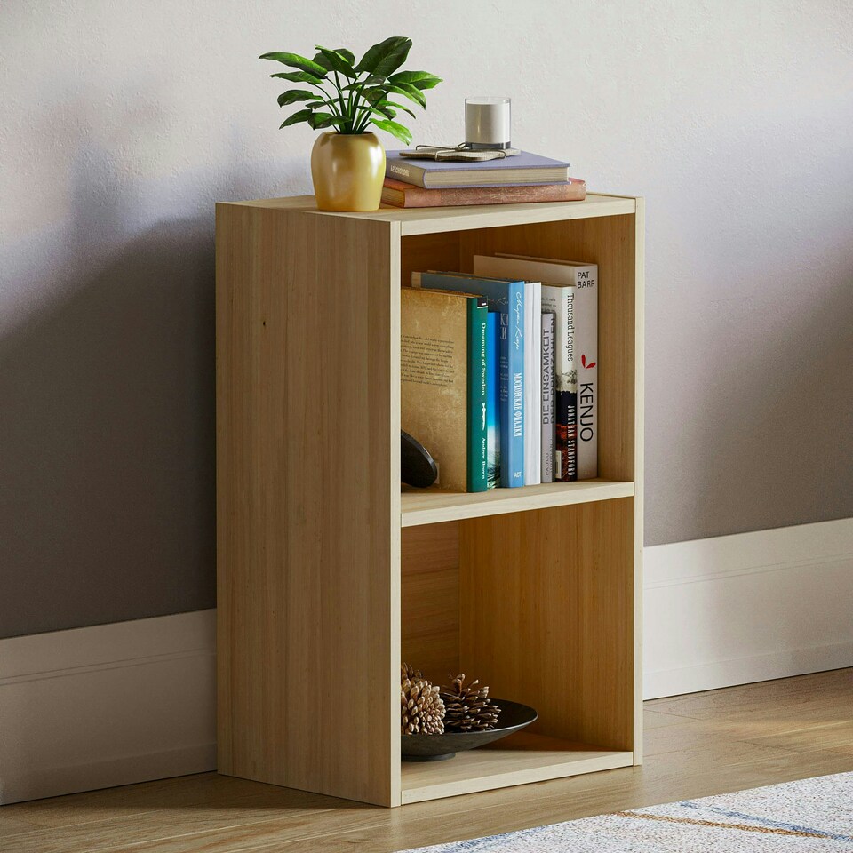 image 1 of Vida Designs Oxford 2 Tier Cube Bookcase Display Storage, Oak