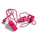 image 5 of Pack of 15 Pink Plastic Whistles with Lanyard Neck Cord