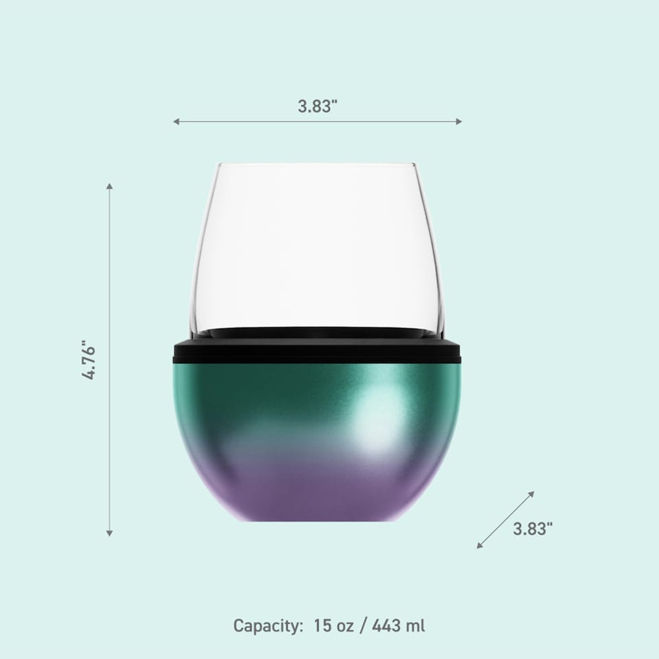 image 1 of Asobu Stemless Wine Glass with Insulated Stainless Steel Sleeve 444ml Unicorn/Teal