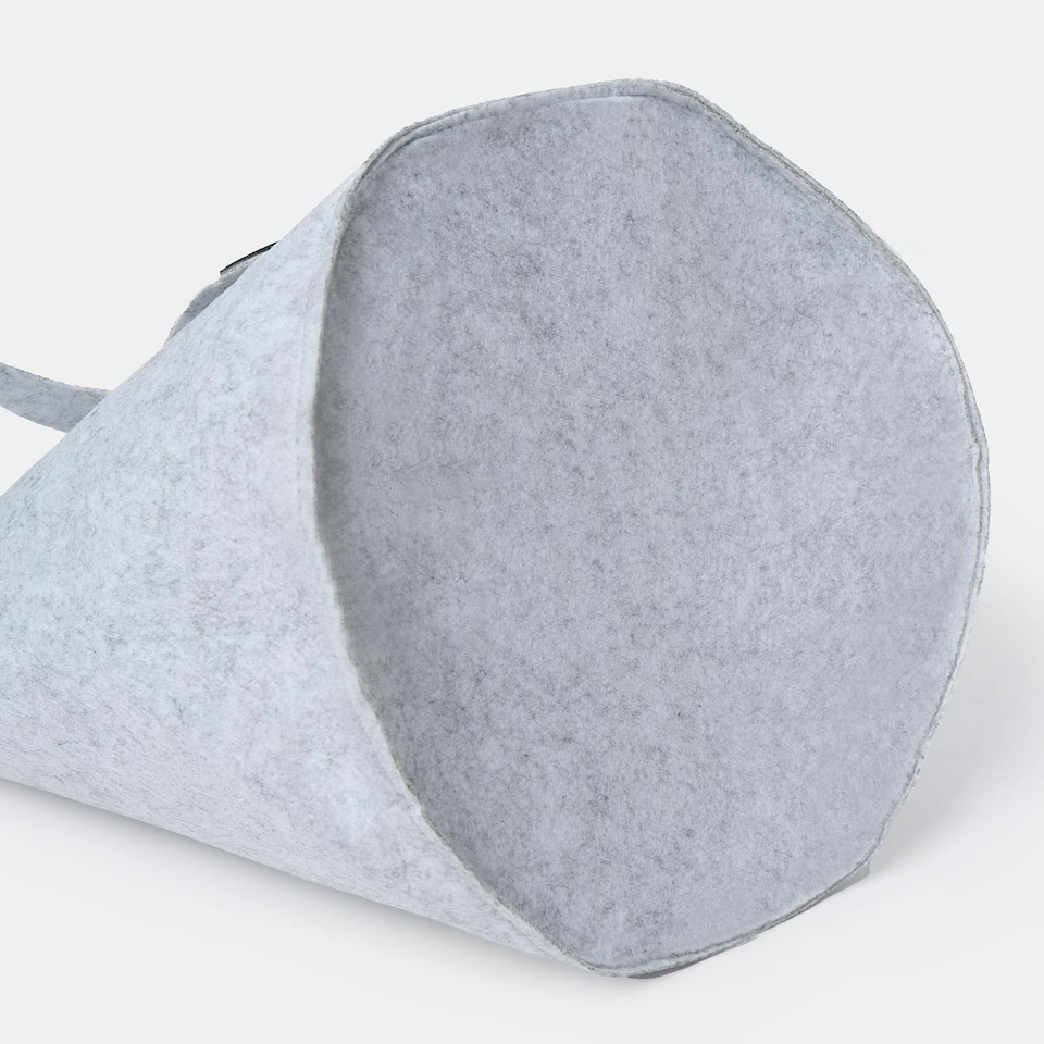 image 1 of OHS Kids Round Shark Felt Toy Storage Organiser Basket - Grey