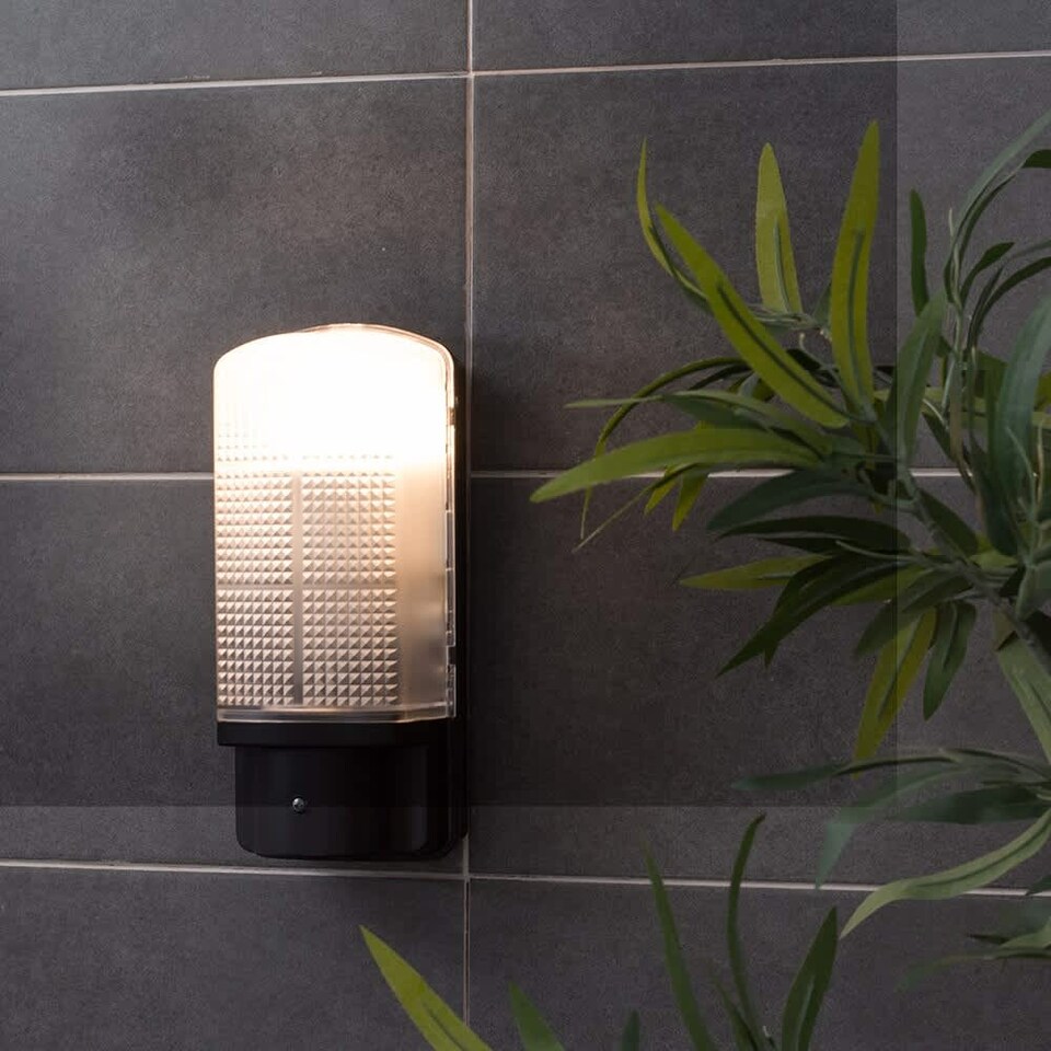 image 1 of ValueLights Griffin Outdoor IP44 Dusk to Dawn Bulkhead Wall Light and Warm White Bulb