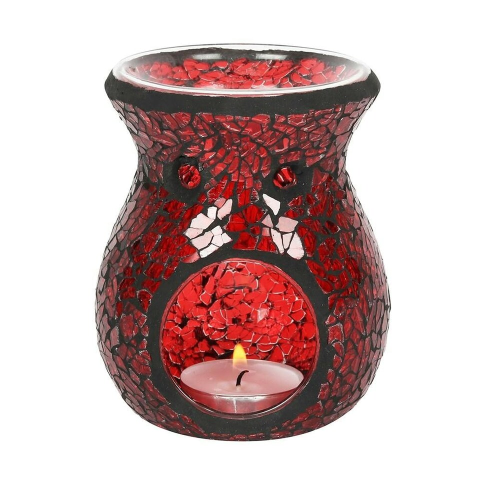 image 1 of Something Different Crackle Effect Oil Burner - Red - 11cm x 8.5cm x 8.5cm