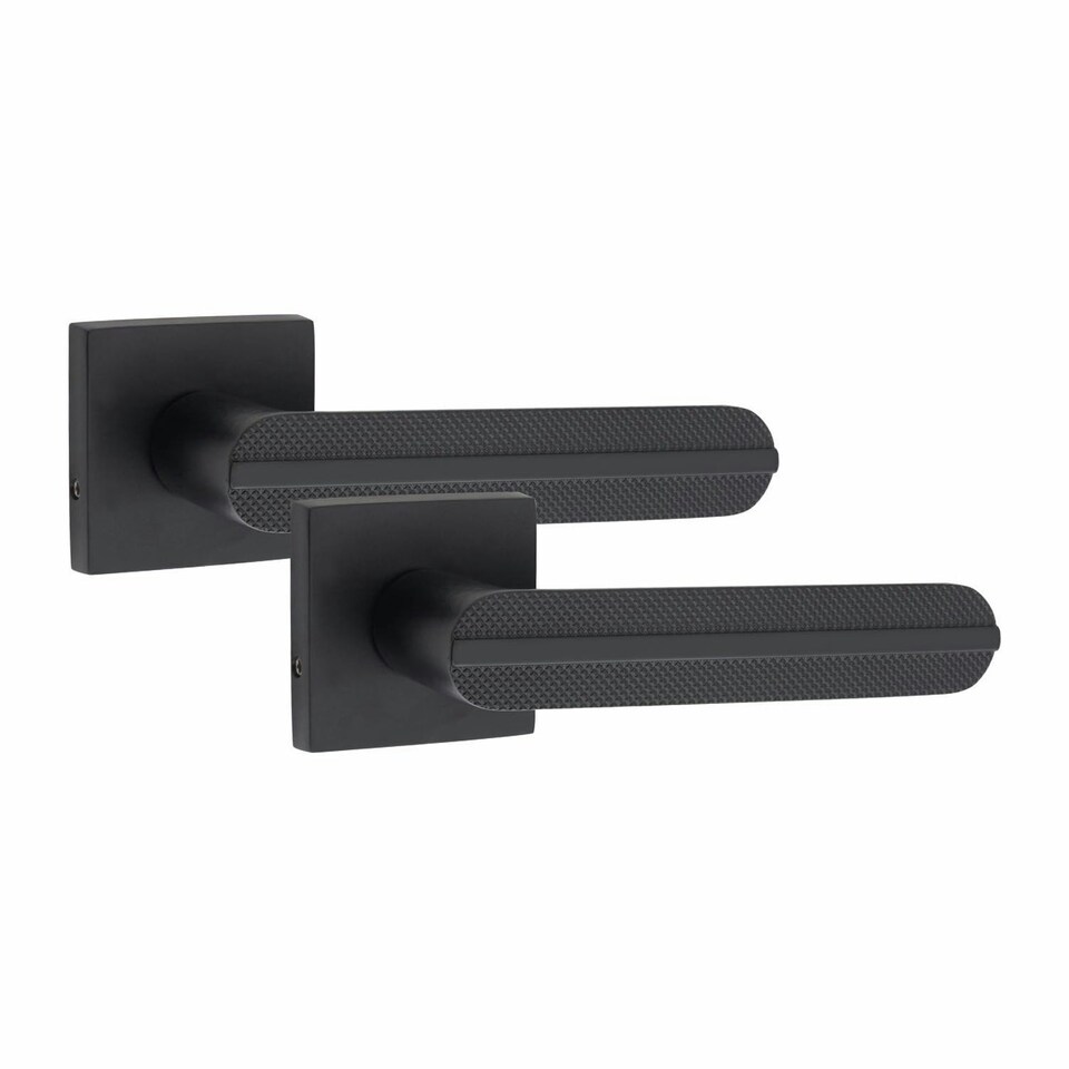 image 1 of Golden Grace Modern Lima Design Premium Bathroom Door Handles on Square Rose in Matt Black Finish Black